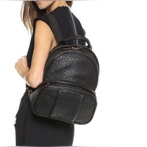 Alexander Wang Dumbo Backpack Black Pebbled Leather Rose Gold Studded bag